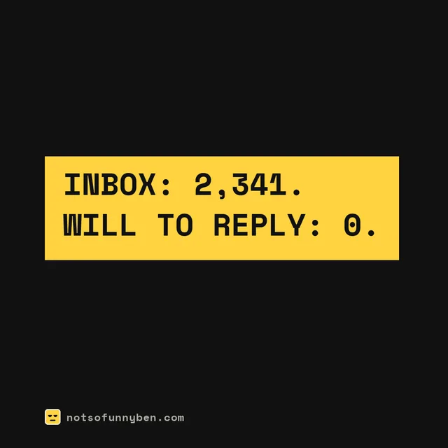 Status label: INBOX: 2,341. WILL TO REPLY: 0.